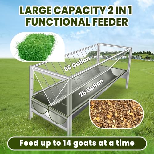 Goat Feeder, 92 Gallon Hay Feeder, Stainless Steel Livestock Hay Feeder, Sheep Feeder Trough for Barn or Outdoor Use, Free Returns! - style: Stainless Steel
