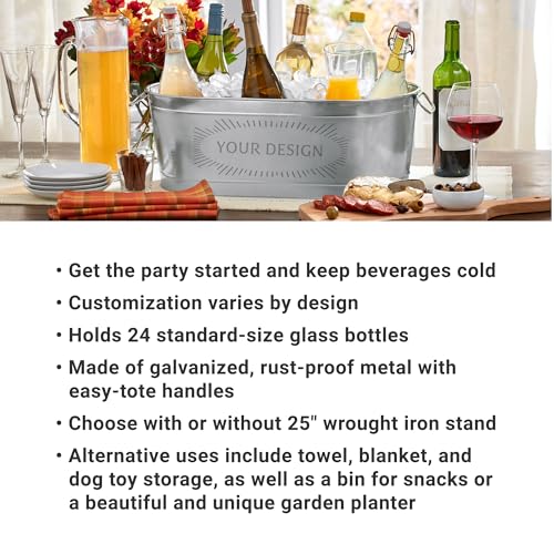 Let's Make Memories Personalized Create Your Own Beverage Tub w/Stand - Custom Beverage Tub - Unique Entertaining Essential - 5.5 Gallons - color: 2 Line Message, size: With Stand