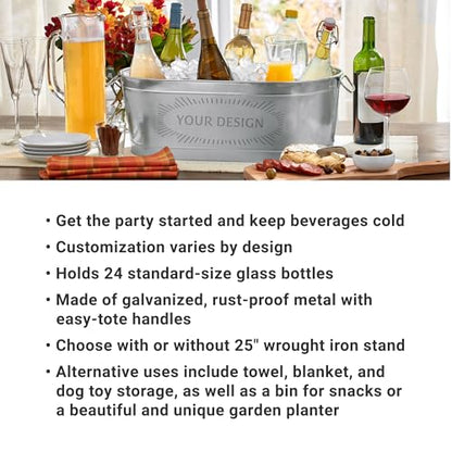 Let's Make Memories Personalized Family Name Beverage Tub w/Stand - Custom Beverage Tub - Unique Entertaining Essential - 5.5 Gallons - color: Family Name, size: With Stand