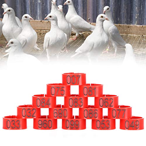 100 Piece Numbered Bird Leg Rings, 001 to 100 Plastic Poultry Identification Bands, Clip on Leg Rings for Chickens, Ducks and Geese(12mm) - size: 12mm