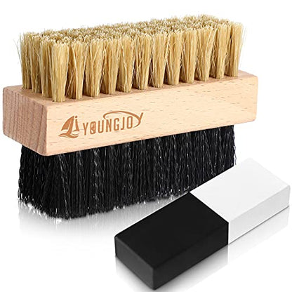 2 Pcs Sneaker Cleaning Brush Shoes Shine Dauber Suede Brush Nubuck Cleaner Crepe Applicators Suede Eraser Set(Dual with Eraser) - style: Dual with Eraser