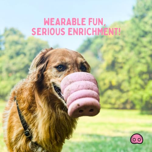 Oinker Treat Puzzle Dog Toy – Heavy Duty Natural Rubber Chew Toy for Aggressive Chewers – Dual-Hole Interactive Treat Dispenser – Durable Pink Pig Enrichment Toy – Designed in Seattle, WA