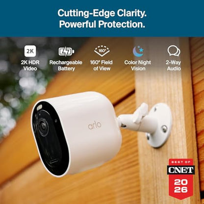 Arlo Pro Security Camera 2K HDR (6th Gen, 2025 Release) - Wireless Outdoor Camera, Rechargeable Removeable Battery, Emergency Response, 1-Month Trial of Secure Plan, 3 Cam, White,Motion Alert - color: White, size: 3 Cameras, style: Standard Battery