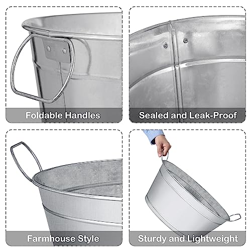 BARsics Large 6-Gallon Galvanized Tin Beverage Tub, 20x14x10 inches (Pack of 2)