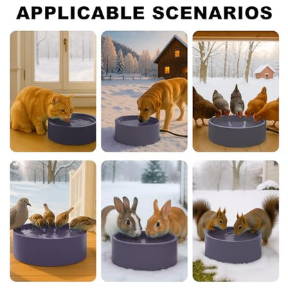 Pet Heated Bowl for Dog,Cat Warming Water Bowl with Chew Resistant Power Cord, Outdoor Waterproof Smart Uniform Heating for Small Animals Bird Chicken Rabbit Duck (108 fl oz, Purple)