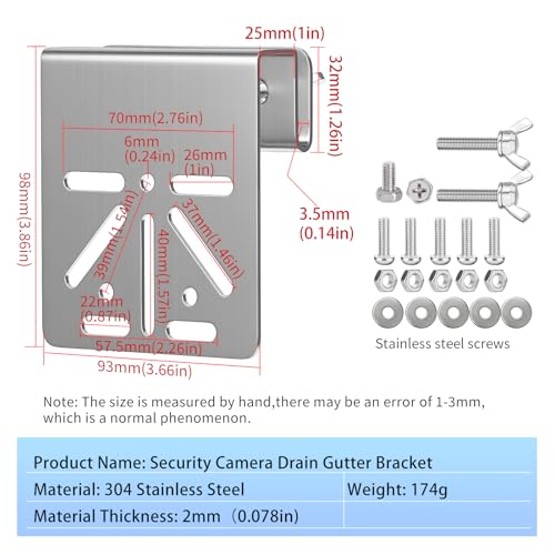 ZT-NET Stainless Steel Gutter Mount for Eufy Security SoloCam S340 | Bracket for Solar Security Camera Holder Anti-Rust Screws, No Drill Installation Compatible with IP PTZ Dome Cameras