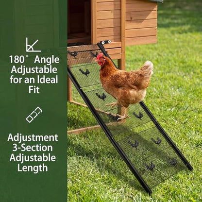 Chicken Coop Ramp Ladder 39" L, Matel Adjustable Length Henhouse Coop Accessories, Heavy Duty Sturdy Steps for Ducks with Foot Problems or Flightless Poultry, Waterproof & Corrosion Resistant