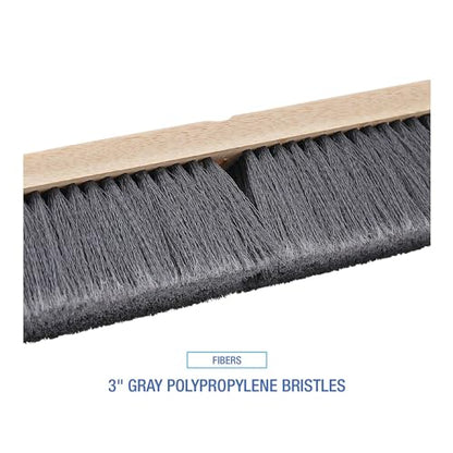 Boardwalk 20436 Floor Brush Head, 3" Gray Flagged Polypropylene, 36"