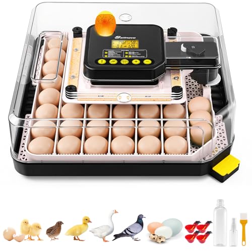 Sailnovo 48 Egg Incubator for Hatching Eggs with Auto Egg Turning, Precision Temp & Humidity Control, 360°Viewing, Egg Candler, Incubator for Chicken Eggs/Duck/Quail,Ideal for Farm/School/Lab,Gray - color: Grey