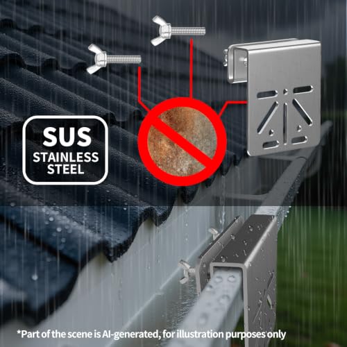 ZT-NET Stainless Steel Gutter Mount for Eufy Security SoloCam S340 | Bracket for Solar Security Camera Holder Anti-Rust Screws, No Drill Installation Compatible with IP PTZ Dome Cameras