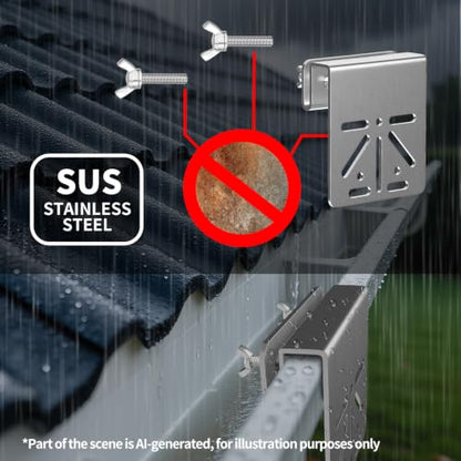 ZT-NET Stainless Steel Gutter Mount for Eufy Security SoloCam S340 | Bracket for Solar Security Camera Holder Anti-Rust Screws, No Drill Installation Compatible with IP PTZ Dome Cameras
