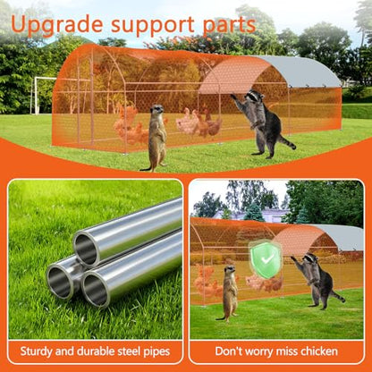 Outdoor Metal Chicken Coop Large Walk-in Poultry Cage Spire-Shaped Chicken Run with Waterproof and Anti-Ultraviolet Cover for Outside,Backyard and Farm,14.7' L*9.8' W*6.4' H - size: 176.4"L x 117.6"W x 76.8"H