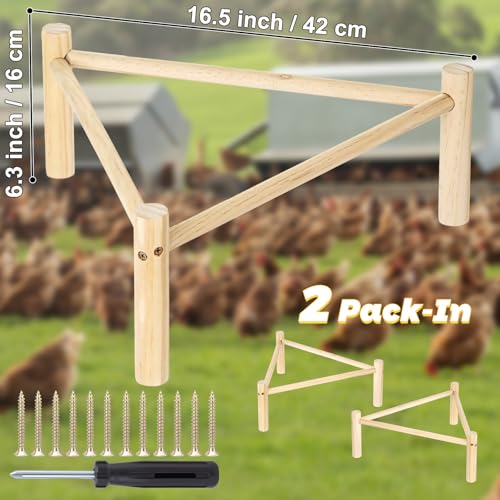 Chicken Perch for Coop & Brooder, Chicken Roosting Bars, Chicken Toys & Pine Wooden Coop Accessories, Triangular Chick Perch for Parrots Birds, Natural Poultry Stand Chicken Nesting Support (2 PCS) - size: 2 Pcs