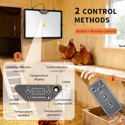 Chicken Coop Heater, 360° Rotatable Dual-Side Chick Heating Plate with Precise Temp Control, Brooder Warmer for Poultry, Pets, Home Breeders, Fits Chicken Coops & Pet Incubators