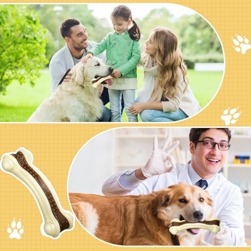 Sosation 6 Pcs Dog Toys for Aggressive Chewers Christmas Nylon Beef Flavor Bones Tough Puppy Teething Toys Puppy Chew Bones for Large Medium Small Breed Dogs Puppies(Large Medium) - size: Medium/Large