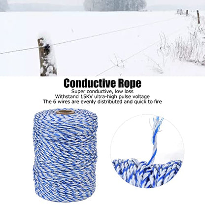 200 Meters Electric Fence Polywire, 0.12in Diameter Portable Electric Fence Rope Line for Farm Livestock Breeding