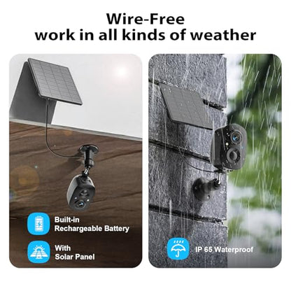 Security Cameras Wireless Outdoor 2K Solar Powered WiFi Cameras for Home Security,AI Motion Detection,Siren Alarm,Spotlight Color Night Vision,2-Way Audio,SD/Cloud Storage (2 Solar Cams)