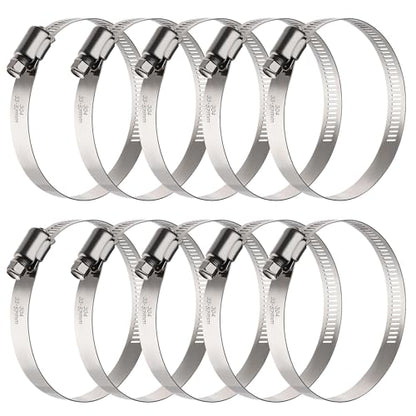 OURU 10PCS Hose Clamps Stainless Steel Adjustable 1-5/16"–2-1/4"(33-57mm) Worm Gear Hose Clamp, Heavy Duty Metal Small Hose Clamps for Automotive, Pipe, Radiator Plumbing, Fuel Line - size: 1-5/16"-2-1/4"(33-57mm)