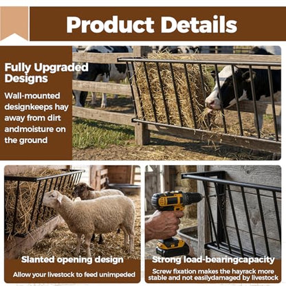 Hay Rack for Goats,40'' Hay Feeder,25 Gallon Goat Hay Rack,Large Capacity Hay Rack for Goats,Wall Blanket Holder,Hay Holder