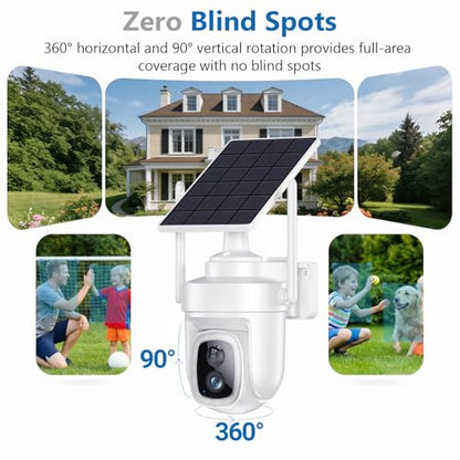 4K Security Cameras Wireless Outdoor with local storage Base,No Subscription Required,Home Security Cameras System with 360° Pan&Tilt,Auto Tracking,5G & 2.4G Router Compatible,Solar-Powered,4 cam kit - size: 4 Cam kit