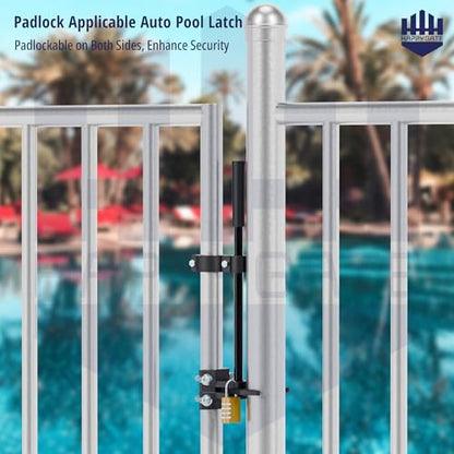 Pool Gate Latch, Auto Pool Gate Safety Latch for Chain Link Fence, Push Style Pool Gate Lock Chain Link Fence Gate Latch for Metal Gates, Outdoor Pool Safety (1-3/8"x2-3/8") - size: 1-3/8"x2-3/8"