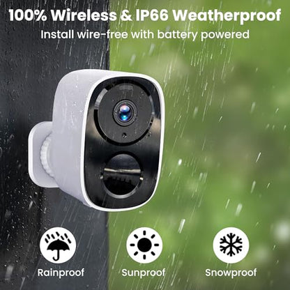 2026 Upgraded 2K Security Cameras Wireless Outdoor, Free Cloud Storage, 1-6 Months Battery Life, Waterproof, 2-Way Talk, AI Motion Detection Spotlight Siren Alarm Cameras for Home Security - color: White - 2.4G&5G Camera