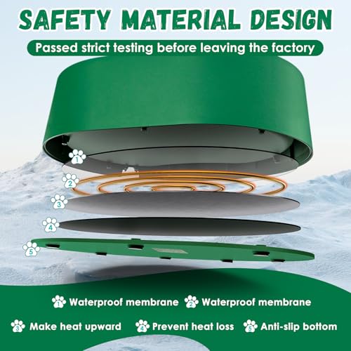 IPOW 3.5L Pet Heated Water Bowl - Keep Water Warm at 77-95℉ for Cats & Dogs, Durable THeated Dog Bowl with Anti-Chew & Waterproof Cord, Perfect for Winter & Outdoor Use