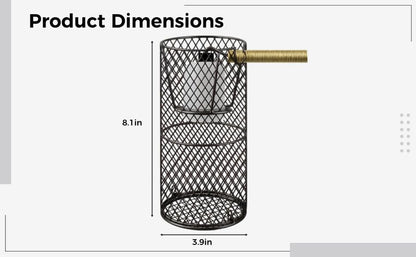 Black Iron Reptile Heat Lamp Guard, Anti-Scald Elevated Mesh Cage, 8.1 x 3.9 in / 20.5 x 10 cm with Long-Lasting Construction, Easy Installation, Superb Heat Dissipation for Birds and Reptiles