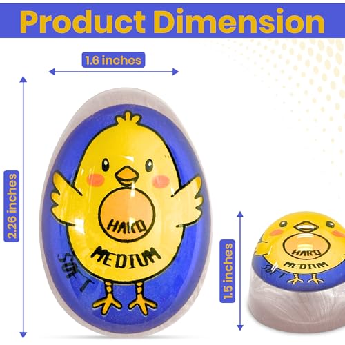 Iconikal 2-Pack Chick Egg Timer Color Changing Boiling Timer Soft, Medium, Hard, BPA Free - color: Blue Chick