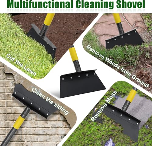 Heavy-Duty Garden Shovel 72inch All-Season Outdoor Tool with 4.3" Wide Blade, Rust-Proof Steel & Ergonomic Handle for Seniors (Weed Removal, Snow Scraper, Moss Cleaner) - size: 72 inch