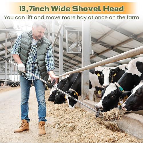 Manure Fork - Metal Horse Manure Rake with 2 Durafork Replacement Heads and 1 Steel Handle, Rustproof Heavy Duty Hay Pitch Fork for Horse Stall Poop