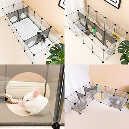 DINMO Rabbit Playpen, Guinea Pig Cages, Hamster Cages, Interesting Game Holes Design for Small Animal, Bunny, Ferret, Hedgehog, DIY, Expanded, Portable, Exercise Fence, 61.4 x 25.4 x 16.4 inches - style: Plastic-18 panels