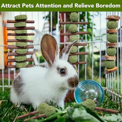 Jorewood 3 Pcs Bunny Chew Toys with 3 Pcs Rabbit Chew Lollipop for Teeth Grinding, Improve Dental Health, Treats for Rabbits Guinea Pigs Chinchillas Bunnies Hamsters - size: 6 count