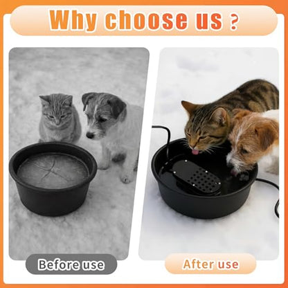 Sadnyy Heated Water Bowl 1 Gallon 3.8 L 250W Thermostatic Anti Freeze Water Pan, UL Certified Pet Heater for Outdoor Horses Dogs Cats Chickens Poultry Winter Use