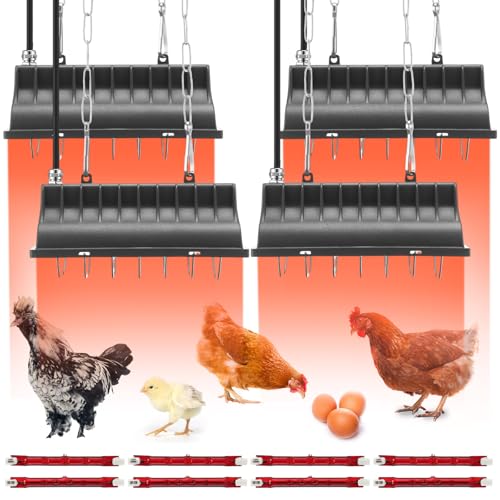Honoson 4 Pcs Chicken Coop Heater Brooder Heater with Heat Lamp Radiant Chicken Coop Accessories Heat Warmer for Chick Pet Dog Cat(Square)