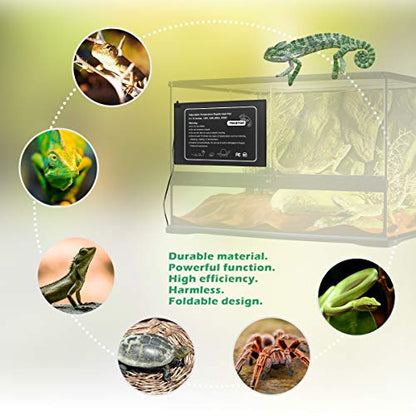 Tikaton Reptile Heat Pad - Adjustable Temperature Under Tank Heater for 10-20gal/30-40gal Tank, Terrarium Heat Mat for Turtle/Snake/Lizard/Frog/Spider/Plant Box - size: 1 Pack-12" X 8"