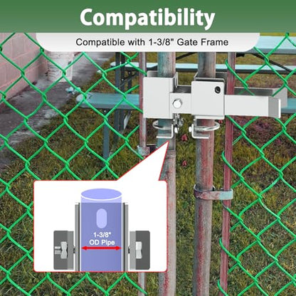 Chain Link Fence Double Gate Latch for 1-3/8" Gate Frame Chain Link Fence Gate Latch Residential Strong Arm Double Gate Latch for Metal Gate - size: For 1-3/8" Gate Frames