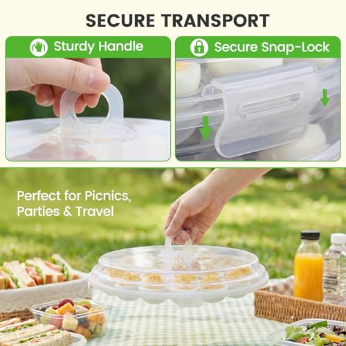 HANSGO Deviled Egg Containers with Lid, Portable Deviled Egg Platter Carrier Holder Trays with 22 Slots for Holiday Party and Home Kitchen, Clear - color: Transparent