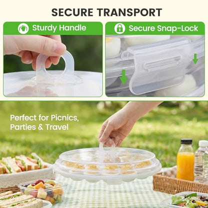 HANSGO Deviled Egg Containers with Lid, Portable Deviled Egg Platter Carrier Holder Trays with 22 Slots for Holiday Party and Home Kitchen, Clear - color: Transparent