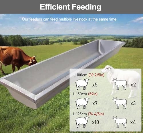 ERRULAN Galvanized Water Trough 15 20 30 Gallon, Heavy-Duty Livestock Feeder Troughs with Float Valve Kit, Outdoor Farm Automatic Feeding(15 Gallon/57L) - size: 15 Gallon/57L