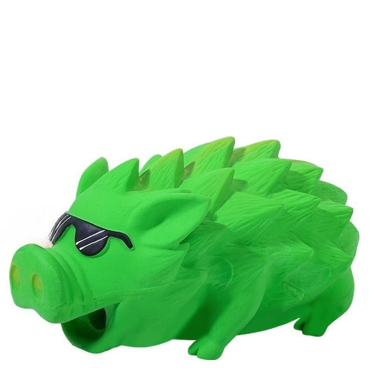 Dog Latex Pig Toy, Large Squeaky Design with Textured Back for Chewing, Training, and Floating Play (Green) - color: Green