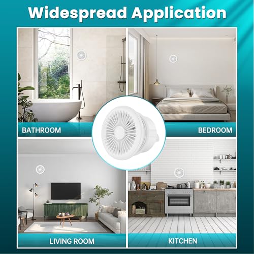 HG Power 6 Inch Bathroom Exhaust Fan One-Way Ventilation Fan with Backdraft Damper & Remote Control, 4-Speed 2100 RPM 182 CFM Low Noise Vent Fan for Kitchen, Toilet, Wall and Ceiling Mount