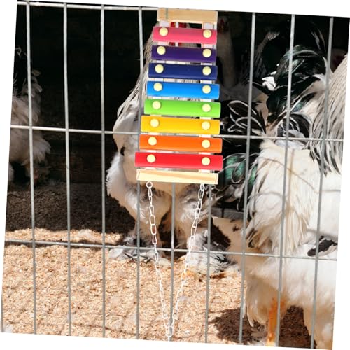 GANAZONO Chicken Foraging with Colorful Ladder Beads Swing Xylophone Fruit Feeder for Hens and Parrots Interactive Pecking for Chicken Enrichment and Active Fun