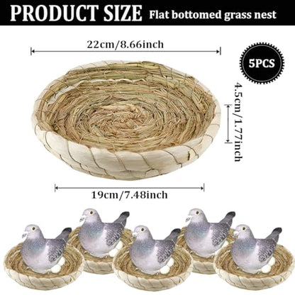5 Pcs Pigeon Nest, Bird Nest Bowls, Wooden Nest for Pigeons Breeding Hatching (Natural Nest) - style: Natural Nest