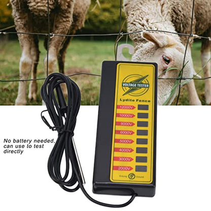 FLEXMAN Electric Fence Voltage Tester, Portable 8 Indicate Lights Fence Fault Finder, 2000V to 12000V Measuring Range Voltage Meter for Farms, Home Gardens