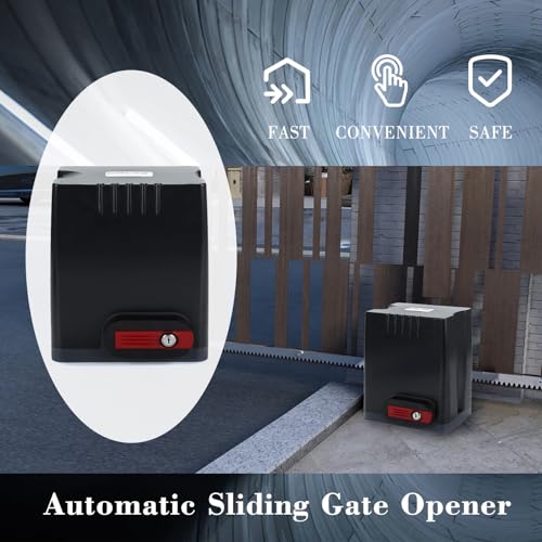 Sliding Gate Opener Kit with AC 110V/60HZ Motor, Remote Transmitter, Gear Driven Automatic Gate Operator (for 1350lb & 26ft Gate, DK1350-M) - size: DK1350-M