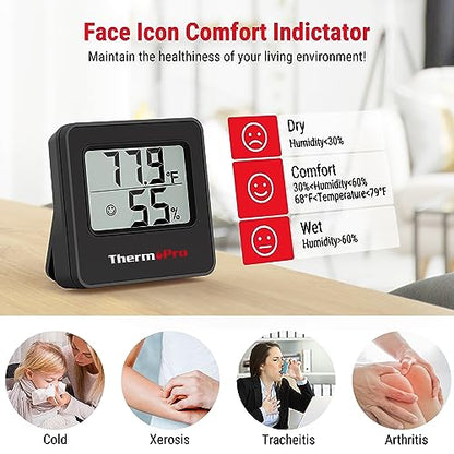 ThermoPro TP157 Hygrometer Indoor Thermometer for Home, Room Thermometer Humidity Meter with Accurate Temperature Humidity Sensor for Greenhouse Baby Room Office-1 Pack - size: Indoor Thermometer