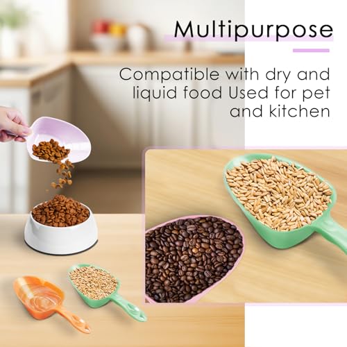 Melamine Pet Food Measuring Scoop, 1 Cup 1/2 Cup 1/4 Cup with Clear Measurement Lines for Dog, Cat, Bird, and Rabbit, Durable, Ergonomic Handle, Dishwasher safe-Purple - color: Purple