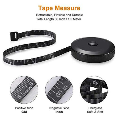 2 Pack Soft Tape Measure Retractable Measuring for Body Fabric Sewing Tailor Cloth Knitting Craft Weight Loss Measurements 60-Inch Soft Pink & Retractable Black Dual Sided Tape Measure Body Measuring