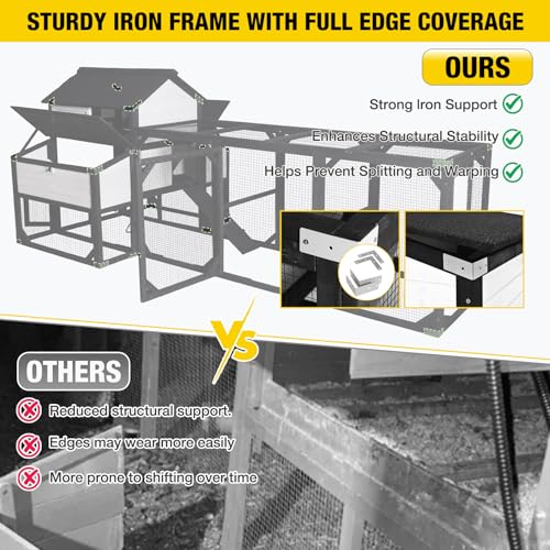 Aivituvin Chicken Coop Extra Large for 8-10 Chickens Wooden Hen House Outdoor with Wheels 41.17ft² Poultry Cage with Run, 6 Nesting Boxes (Black ＆ White) - size: Black-118.11"L x 53.54"W x 49.53"H
